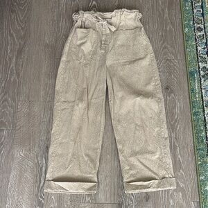 Zara Tan Paperbag Waist Casual Pants